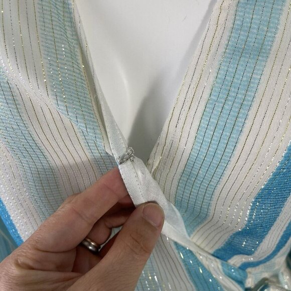 Rococo Sand Lily Drawstring Tassel Tie Floral Mini Dress Bell Sleeves Size Small - Picture 8 of 16